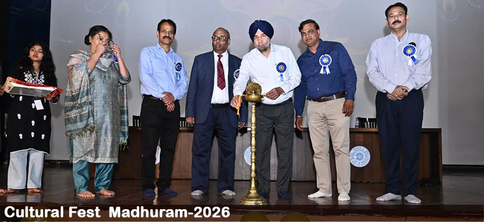 Cultural fest Madhuram 2026: guests lighting the ceremonial lamp at the inauguration